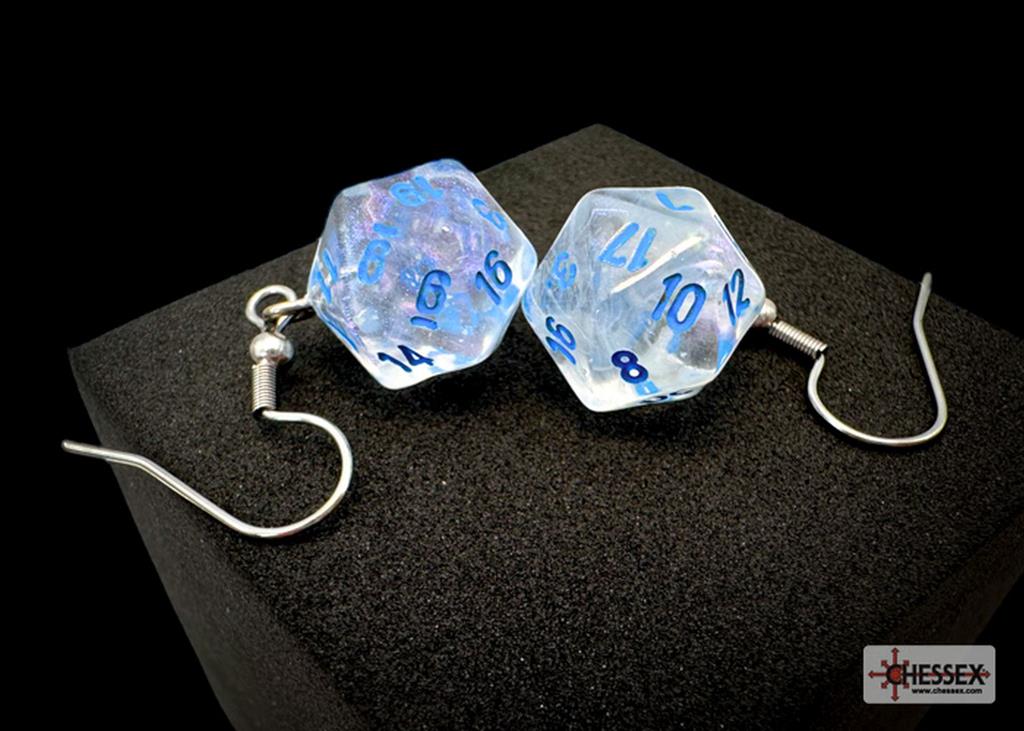 Chessex Hook Earrings Borealis Icicle Mini-Poly d20 Pair