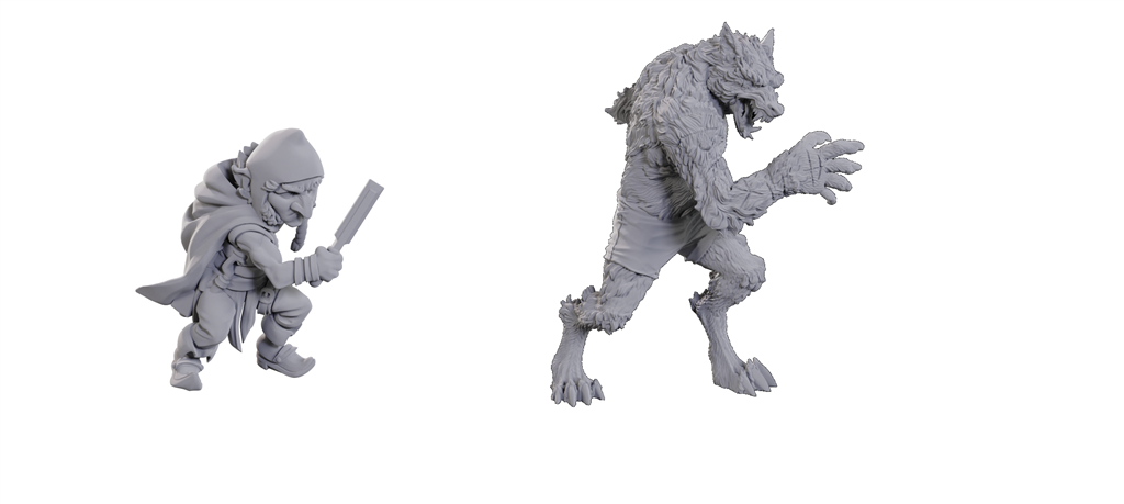 Critical Role Unpainted Miniatures: Chetney Pock O'Pea & Werewolf - EN