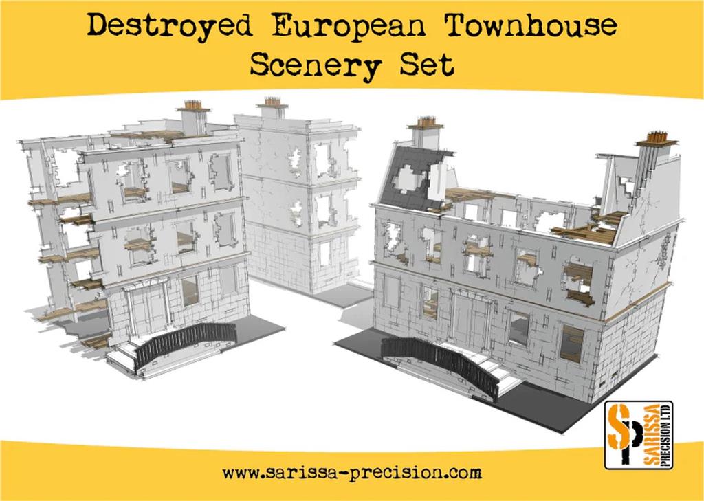 Sarissa Hobby & Terrain - Destroyed European Townhouse Scenery Set