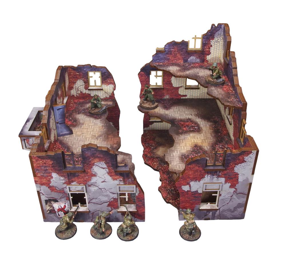 WW2 Ostfront Stalingrad Apartment Block Front (with 3rd floor) (1) PREPAINTED [28mm/1:56] 