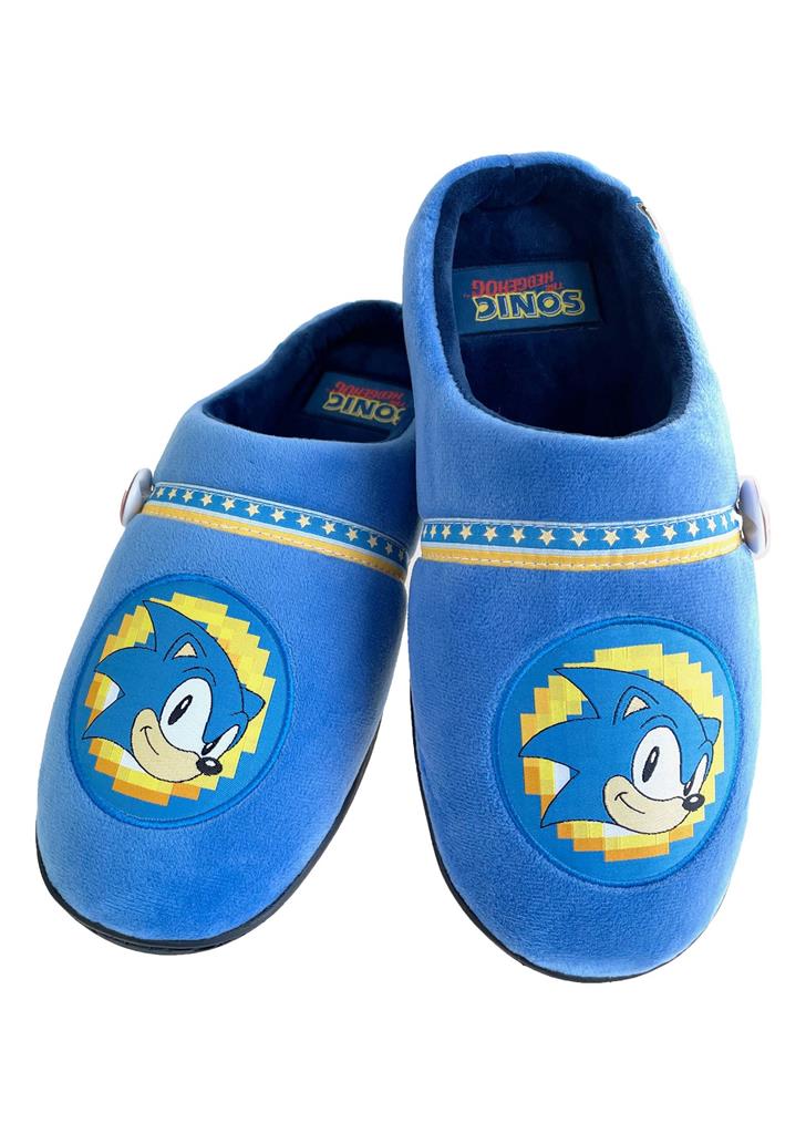 Sonic Go Faster Slippers Blue Adult Large rubber sole (42-45)