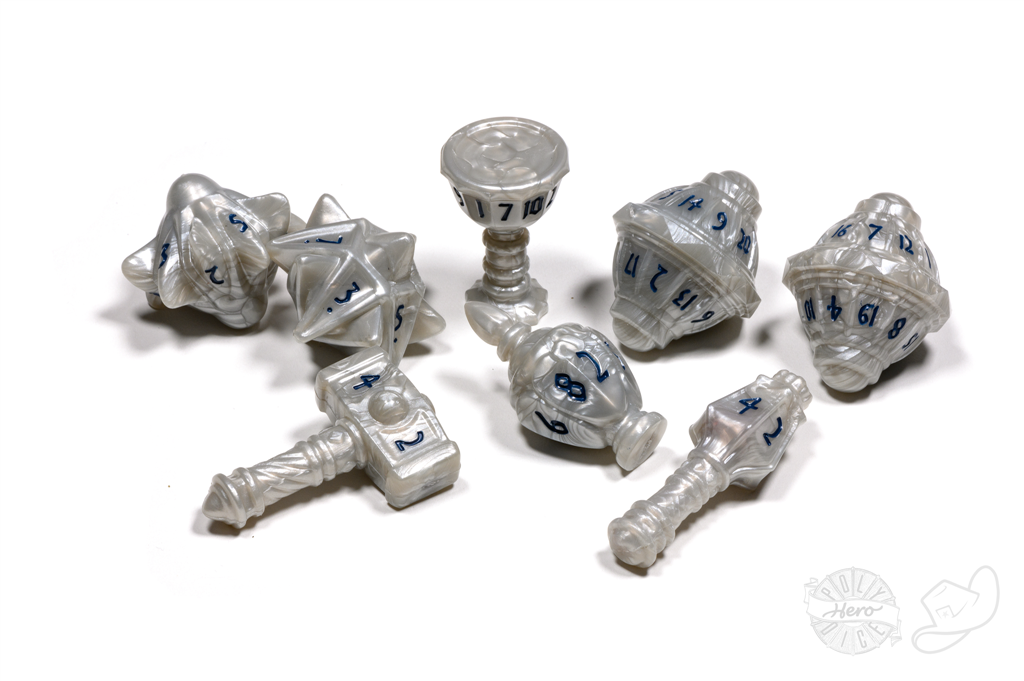 PolyHero Cleric 8 Dice Set Spirited Steel