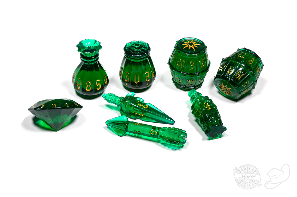 PolyHero Rogue 8 Dice Set Emerald Emissary