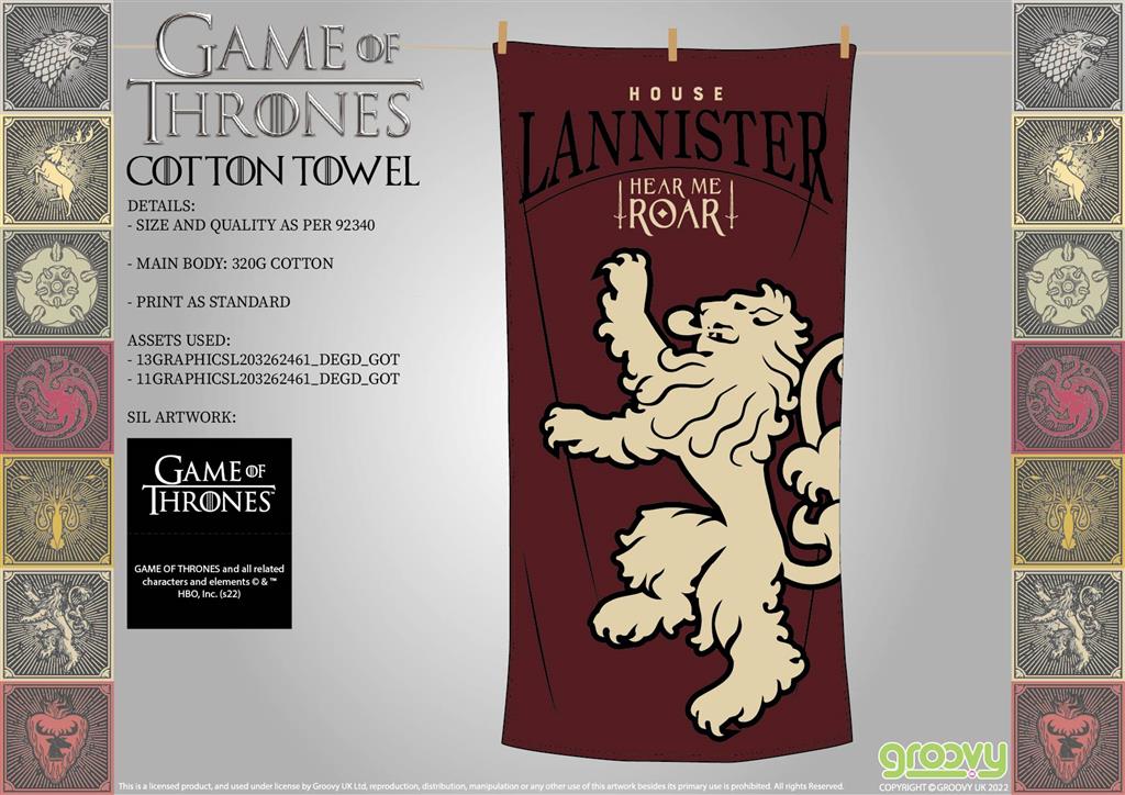 Game of Thrones: House Lannister - Cotton Towel