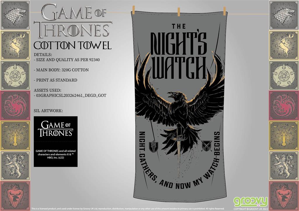 Game of Thrones: The Nights Watch - Cotton Towel