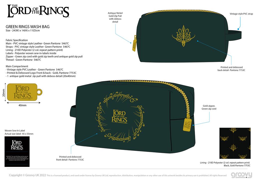 LOTR: Elven - Ring Travel Wash Bag