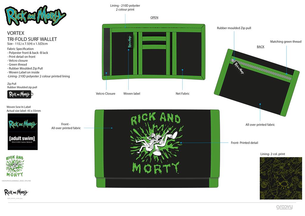 Rick and Morty: Splat Rick - tri-fold Wallet