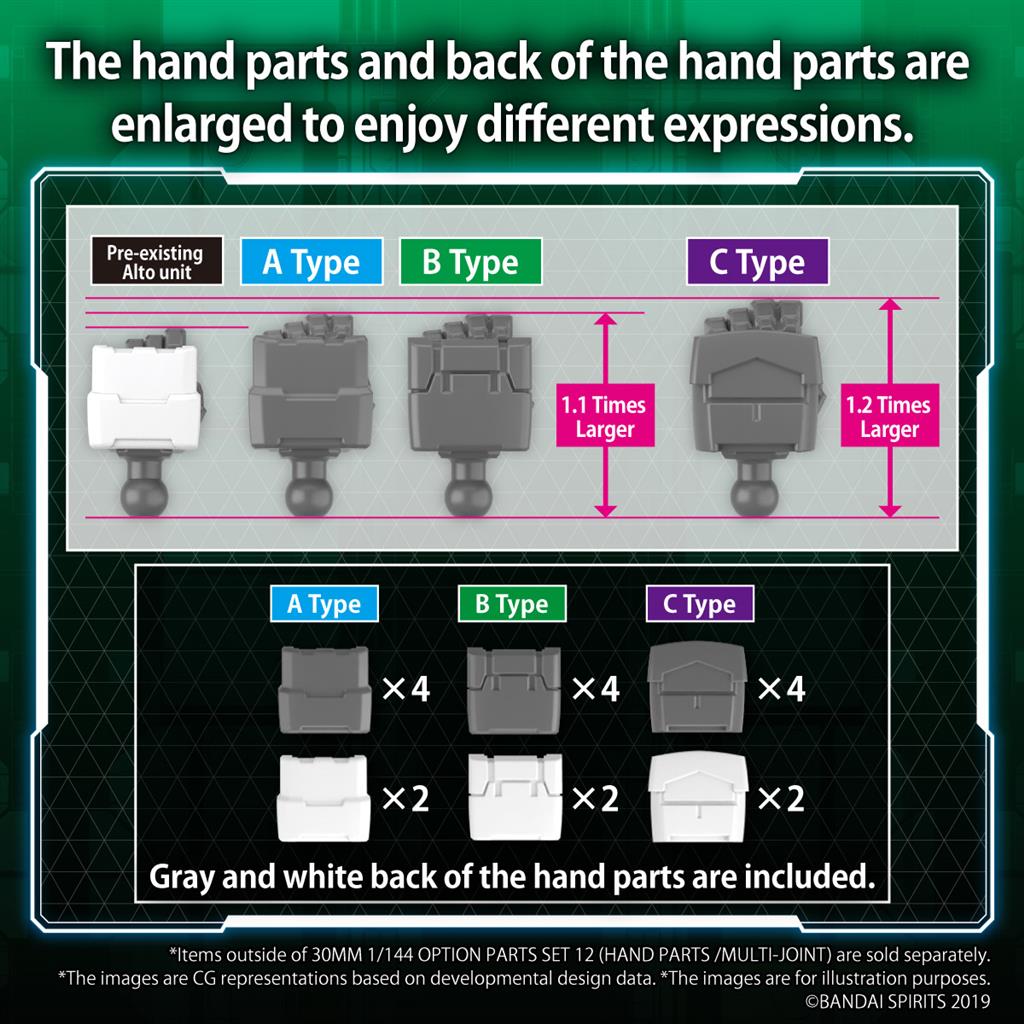 30MM 1/144 Option Parts Set 12 (Hand Parts /Multi-Joint)