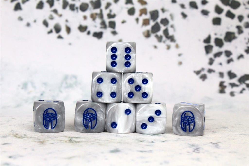 Conquest - Baron of Dice: City States Faction Dice on Gray swirl Dice