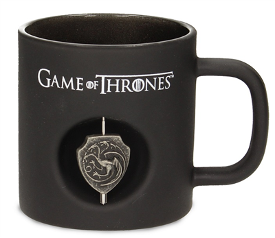 Targaryen 3D Rotating Emblem Black Glass Mug Game Of Thrones                                      