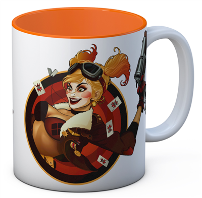 Harley Quinn Gun White-Orange Ceramic Mug Dc Universe                                             