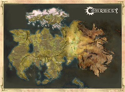 Conquest Cloth Map of Alektria, the first continent of EÄ