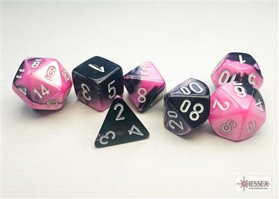 Chessex Gemini Mini-Polyhedral Black-Pink/white 7-Die Set