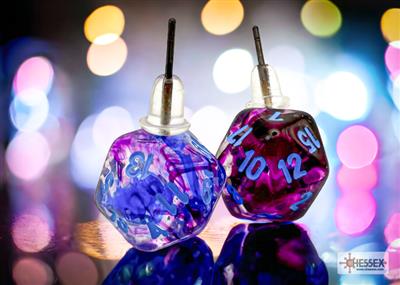 Chessex Stud Earrings Nebula Nocturnal Mini-Poly d20 Pair