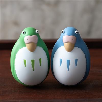 Two pack Roly-poly figurines Blue & Green Parakeet The Boy and the heron