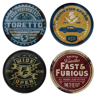 Fast & Furious Set of 4 Vintage Style Coasters