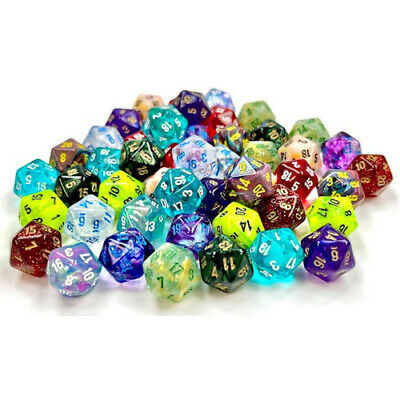 Chessex Bag of 50 Assorted loose Mini-Polyhedral d20s