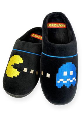 Pac-Man vs Ghost Mule Slippers Black Adult Large rubber sole (42-45)