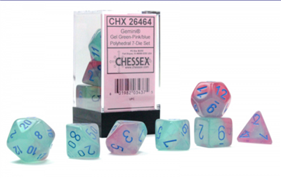 Gemini Polyhedral Gel Green-Pink/blue Luminary 7-Die Set