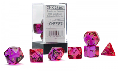 Gemini Polyhedral Translucent Red-Violet/gold 7-Die Set