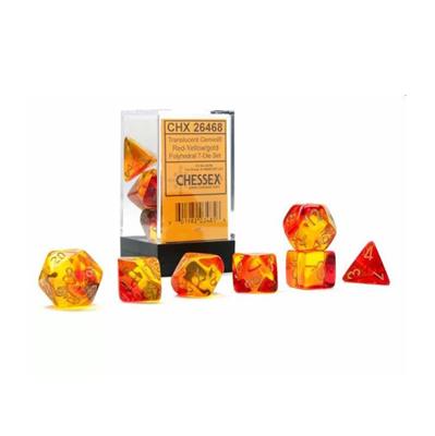 Gemini Polyhedral Translucent Red-Yellow/gold 7-Die Set