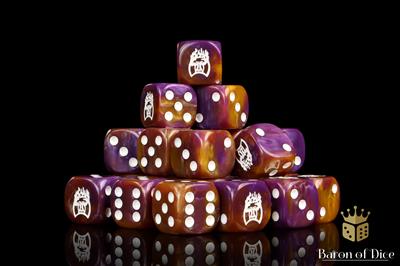 Conquest - Baron of Dice: Old Dominion Faction Dice on Purple and Gold Dice