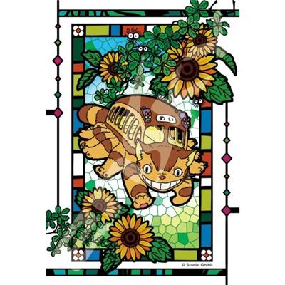 Stained glass Jigsaw Puzzle 126P Catbus and sunflowers - My Neighbor Totoro