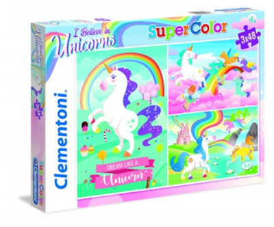 Clementoni 3 x 48 T Supercolor Unicorns - Einhörner