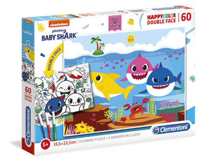 Clementoni 60 T Happy Color Double Face Baby Shark