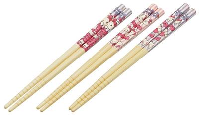 3 pairs Bamboo Chopsticks set - Hello Kitty