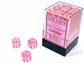 Chessex Translucent Pink/white 12mm d6 Dice Block (36 dice)
