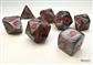 Chessex Velvet Mini-Polyhedral Black/red 7-Die Set