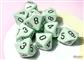 Chessex Opaque Pastel Green/black Set of Ten d10s