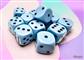 Opaque Pastel Blue/black 16mm d6 Dice Block (12 dice)