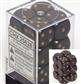 Chessex Opaque 16mm d6 with pips Dice Blocks (12 Dice) - Black w/gold