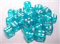 Chessex Translucent 12mm d6 with pips Dice Blocks (36 Dice) - Teal w/white